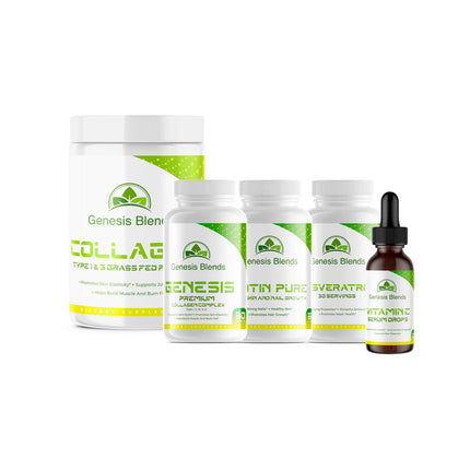 SKIN CARE PACK: COLLAGEN, RESVERATROL, VITAMIN C SERUM, AND BIOTIN PURE